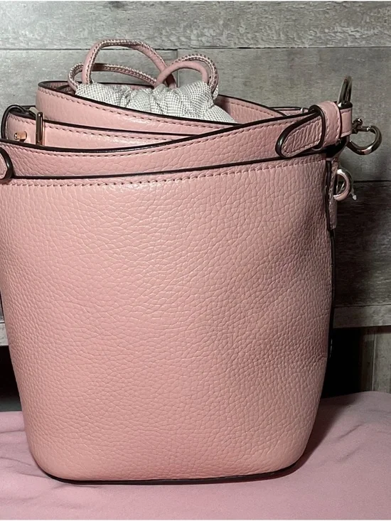kate spade Pink Pebbled Leather Tassel Drawstring Crossbody - Picture 2 of 4